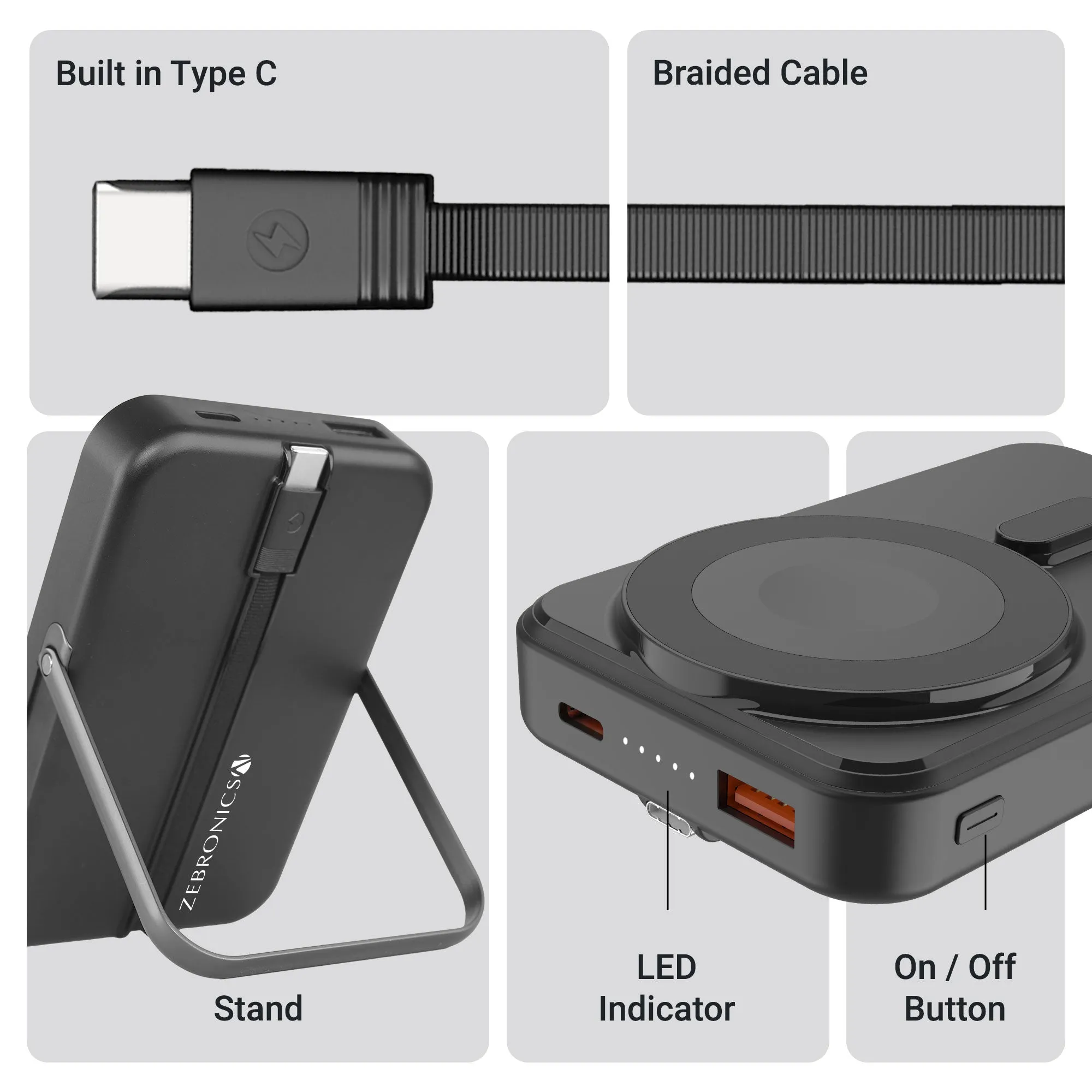 ZEBRONICS Power Bank 10000 mAh Magnetic Output (MW67) view 3